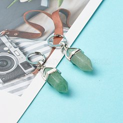 女の子の女性のための弾丸ナチュラルグリーンアベンチュリンペンダントフープピアス  304ステンレススチール製金具付き  46mm  ピン：0.6mm&nbsp;EJEW-JE04636-04