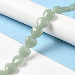 天然石グリーンアベンチュリンビーズ連売り  ハート  15x16x7.5mm  穴：1mm  約12個/連  6.97''~7.09''（17.7~18センチメートル）&nbsp;G-K335-01C