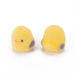 フロッキーのプラスチックビーズ  片穴ビーズ  アヒル  ライトカーキ  11x11x11.5mm  穴：1.2mm&nbsp;KY-Q056-002