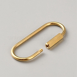 真鍮製のロックカラビナ  オーバル  生（メッキなし）  60x25.5x6mm&nbsp;KK-WH0001-33B