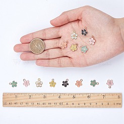 ライトゴールドメッキの合金エナメルペンダント  花  ミックスカラー  15x12x1.5mm  穴：1.6mm  6色  10色  60個/箱&nbsp;PALLOY-SC0002-42