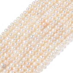 天然養殖淡水パールビーズ連売り  グレード3 A  ポテト  ベージュ  2.8~3.2mm  穴：0.2mm  約111~112個/連  14.29~14.37''（36.3~36.5センチメートル）&nbsp;PA-CBAC463-20