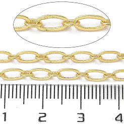ラックメッキ楕円真鍮リンクチェーン  長持ちメッキ  鉛フリー＆カドミウムフリー  ハンダ付け  スプールで  18KGP本金メッキ  6x3x0.5mm&nbsp;KK-K392-61G