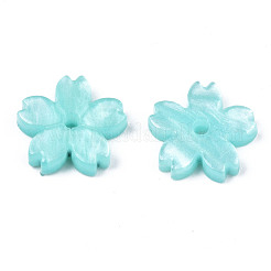 不透明なアクリルビーズ  さくら  アクアマリン  10.5x11x2mm  穴：1.2mm&nbsp;SACR-S273-31D