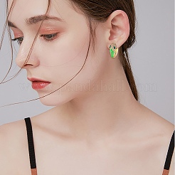 Cubic Zirconia Snake Hoop Earrings with Enamel&nbsp;EJEW-SZ0001-87B