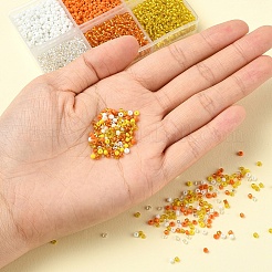 4500個6スタイル12/0ガラスシードビーズ  シルバーの裏地と不透明な色  丸穴ビーズ  きいろ  2mm  穴：1mm  750個/カラー&nbsp;SEED-YW0001-27A
