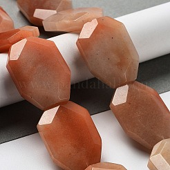 天然石レッドアベンチュリンビーズ連売り  多面カット  八角形  30.5x22.5x7mm  穴：1.2mm  約13個/連  15.75''（40センチメートル）&nbsp;G-M429-A01-01