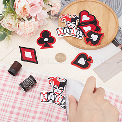 10Pcs 5 Style Playing Card Theme Embroidered Polyester Cloth Patches&nbsp;PATC-FG0001-43