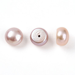 グレード6a 天然養殖淡水真珠ビーズ  片穴  半円形ビーズ  ダークサーモン  9.5~10x7mm  穴：1mm&nbsp;PEAR-N018-6A-9510C