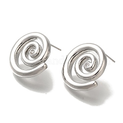 Brass Micro Pave Clear Cubic Zirconia Spiral Stud Earrings for Women&nbsp;EJEW-U026-02P