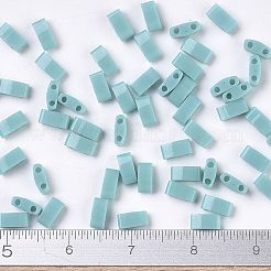 MIYUKIハーフティラビーズ  日本製シードビーズ  2の穴  （htl412)不透明なターコイズグリーン  5x2.3x1.9mm  穴：0.8mm  約2500個/100g&nbsp;SEED-J020-HTL412
