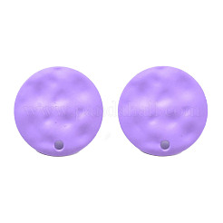 スプレー塗装鉄スタッドピアスパーツ  穴付き  フラットラウンド  紫色のメディア  14mm  穴：1.4mm  ピン：0.7mm&nbsp;IFIN-N008-016B