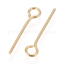 304ステンレススチールアイピン  18KGP本金メッキ  22ゲージ  15x0.6mm  穴：2mm&nbsp;A-STAS-L238-005A-G