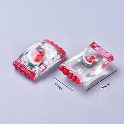 フラットバック樹脂カボション  模造食品  スイカ入り砂糖  レッド  30x18x8.8mm&nbsp;LS-RESI-CJC0001-23B