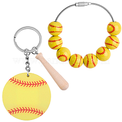 1Pc Baseball Wood Pendant Decorations&nbsp;FIND-BM0001-57A