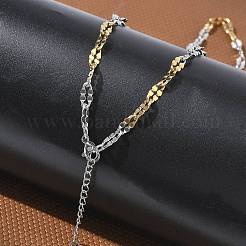 2.5mm幅のツートンカラー304ステンレススチール製ダップチェーンネックレス  ゴールデン·ステンレス鋼色  17.72インチ（45cm）  リンク：5.5x2.5x0.5mm&nbsp;NJEW-D328-03GP-03