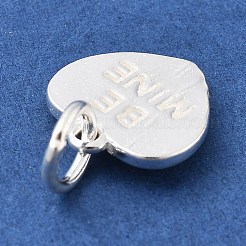 スターリングシルバーのビーマインハートチャーム925個  スタンプ925個付き  銀  11x10.5x1mm  丸カン：5.5x0.8ミリ  内径：4mm&nbsp;STER-S009-11B-S
