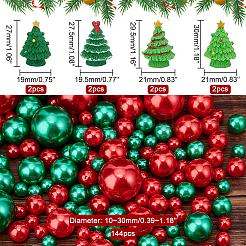クリスマステーマのDIYジュエリー製作キット  不透明樹脂ツリーディスプレイ装飾を含む  プラスチックパール調ビーズ  ミックスカラー  152個/袋&nbsp;DIY-PH0013-76