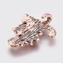 環境に優しい亜鉛合金フッククラスプ  赤銅鉱  26.5x19x2.5mm  穴：1.4mmと3.5mm  27x20x6mm  穴：1.4mm&nbsp;PALLOY-WH0031-03R