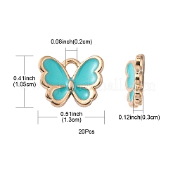 合金エナメルチャーム  蝶  ライトゴールド  ミックスカラー  10.5x13x3mm  穴：2mm&nbsp;X1-ENAM-S121-070-A