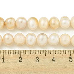 天然養殖淡水パールビーズ連売り  ポテト  砂茶色  7~8mm  穴：0.6mm  約26個/連  6.69インチ（17cm）&nbsp;PEAR-C003-09F