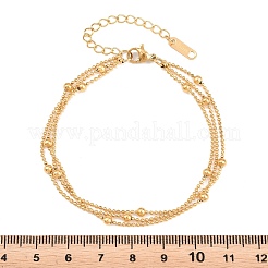 304ステンレススチール製サテライトチェーン、マルチ連ブレスレット  女性用ボールチェーンブレスレット  ゴールドカラー  7.09インチ（18cm）&nbsp;BJEW-B171-09G