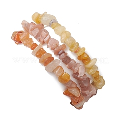 3Pcs Natural Red Aventurine & Natural Sunstone & Natural Topaz Jade Chip Beaded Stretch Bracelet Sets&nbsp;BJEW-JB10867