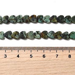 天然アフリカンターコイズ（ジャスパー）ビーズ連売り  ハート  6x6x2mm  穴：0.7mm  約65~72個/連  13.39''（34cm）〜15.35''（39cm）&nbsp;G-A272-A01-25