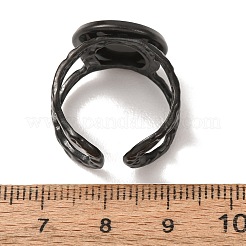 ハンマー仕上げの304ステンレススチール製カフリング部品  ラウンドパッドリングセッティング  イオンプレーティング（ip）  長持ちメッキ  ブラック  13~13.5mm  18mm  トレイのサイズ：14mm&nbsp;SA-CBAC0DF-02D-EB