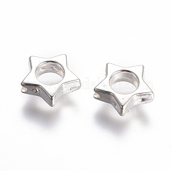 CCBプラスチックビーズフレーム  スター  銀色のメッキ  10x3mm  穴：1mm&nbsp;CCB-J035-047S