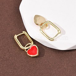 Brass Heart Hoop Earrings&nbsp;EJEW-C174-04G