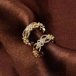 Rack Plating Brass Micro Pave Clear Cubic Zirconia Cuff Earrings&nbsp;EJEW-H147-01G
