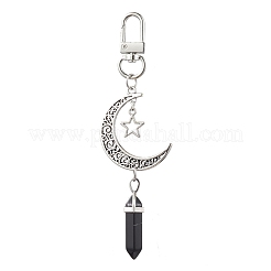 Natural White Jade and Obsidian Pendant Decorations&nbsp;HJEW-TA00166