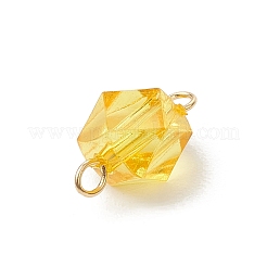 透明アクリル コネクタ チャーム  ポリゴンリンク  鉄ループ付き  ゴールドカラー  ミックスカラー  14~15x7.5x7.5mm  穴：1.5~2mm&nbsp;PALLOY-JF03680-02