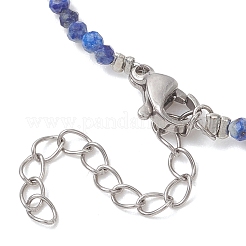 2MM Faceted Round Natural Lapis Lazuli Beaded Necklaces&nbsp;NJEW-JN05918-01