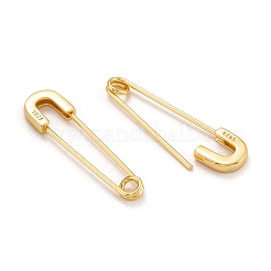 スターリングシルバーの安全ピンイヤリング925個  スタンプ925個付き  ゴールドカラー  30.5x8x2mm  ピン：0.8mm&nbsp;EJEW-H110-17G