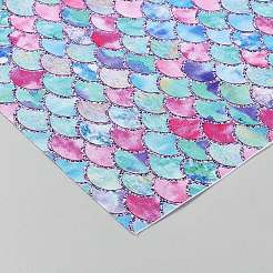 魚の鱗模様のポリコットン生地  服装アクセサリー  カラフル  1450x0.2mm&nbsp;DIY-WH20025-100