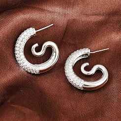 Brass Micro Pave Cubic Zirconia Stud Earrings&nbsp;EJEW-G471-50P