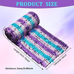 トリコロール プラスチック スパンコール エラスティック トリム  スパンコールリボン  装飾アクセサリー  パープル  155x2mm  約2.19ヤード（2m）/ロール&nbsp;EW-WH0013-26