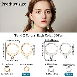 60Pcs 2 Color 304 Stainless Steel Leverback Earring Findings&nbsp;DIY-CN0002-52