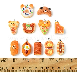 11個 11スタイル 樹脂製模造食品ペンダント  プラチナメッキの鉄製ループが付いた漫画のクマのパンチャーム  食べ物  15~33x13.5~27x10~14mm  穴：2mm  1個/スタイル&nbsp;FIND-FS0002-61