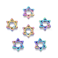 めっき合金ビーズラック  ダビデの星  虹色  15x13x2.5mm  穴：0.9mm&nbsp;FIND-B010-02MC