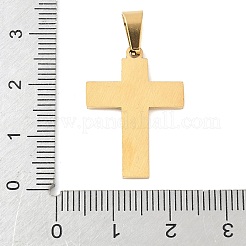 304ステンレスペンダント  クロスチャーム  PVD真空メッキ  ゴールドカラー  25x18x1.5mm  穴：3x7mm&nbsp;STAS-B086-06G