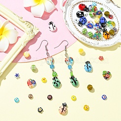 50Pcs 5 Styles Handmade Millefiori Lampwork Beads&nbsp;LAMP-YW0001-93