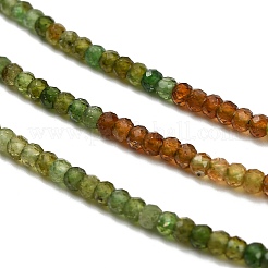 グラデーションカラーの天然グリーントルマリンビーズ連売り  ロンデル  多面カット  3x2mm  穴：0.7mm  約195個/連  15.39''（39.1センチメートル）&nbsp;G-Z106-H02-02