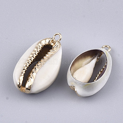 Electroplate Cowrie Shell Pendants&nbsp;SSHEL-T007-07