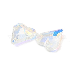 電気メッキガラスペンダント  バックメッキ  多面カット  ハートチャーム  アリスブルー  17.5x14x5mm  穴：1.2mm&nbsp;X-EGLA-M029-05-01
