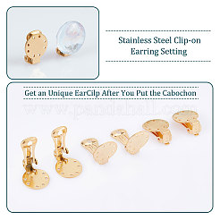 20Pcs Ion Plating(IP) 304 Stainless Steel Clip-on Earring Settings&nbsp;STAS-UN0044-04