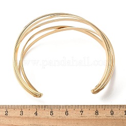 電気泳動鉄カフバングル  女性用クロスバングル  ゴールドカラー  1-1/4インチ（3.2cm）&nbsp;BJEW-M057-07G