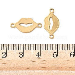 304ステンレススチールリンクコネクタチャーム  リップ  イオンプレーティング（ip）  ゴールドカラー  9.5x19.5x1mm  穴：1.6mm&nbsp;STAS-K252-17G